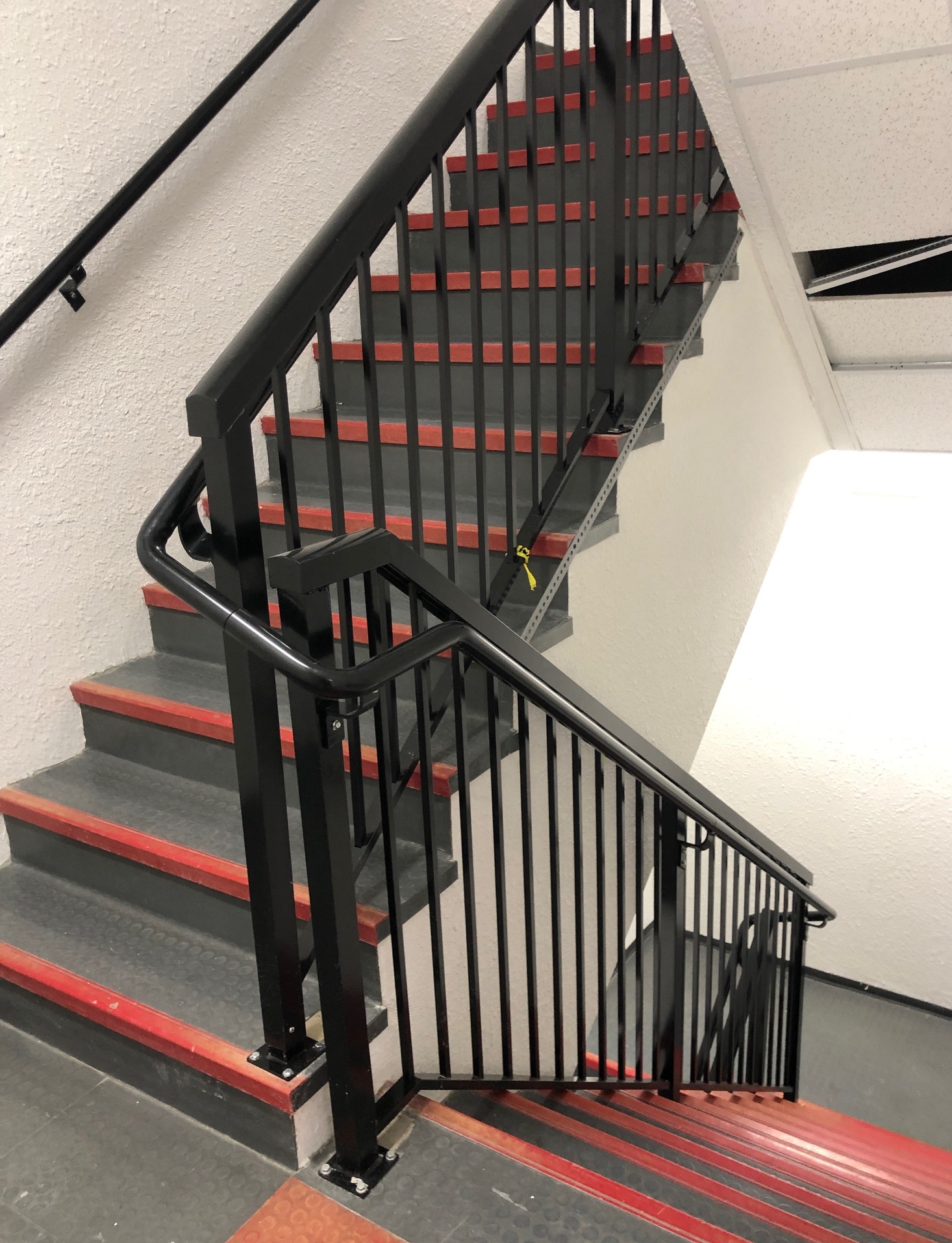 black handrails for exit stairs
